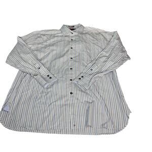 Tommy Hilfiger Men's XL 80's 2 Ply Fabric Dress Shirt Blue Tan White Stripes LS